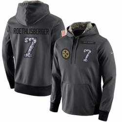 NFL Mens Nike Pittsburgh Steelers 7 Ben Roethlisberger Stitched Black Anthracite Salute to Service Player Performance Hoodie