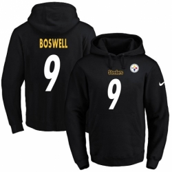 NFL Mens Nike Pittsburgh Steelers 9 Chris Boswell Black Name Number Pullover Hoodie