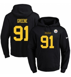 NFL Mens Nike Pittsburgh Steelers 91 Kevin Greene BlackGold No Name Number Pullover Hoodie
