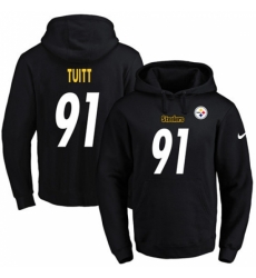 NFL Mens Nike Pittsburgh Steelers 91 Stephon Tuitt Black Name Number Pullover Hoodie