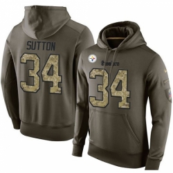 NFL Nike Pittsburgh Steelers 34 Cameron Sutton Green Salute To Service Mens Pullover Hoodie