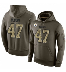 NFL Nike Pittsburgh Steelers 47 Mel Blount Green Salute To Service Mens Pullover Hoodie