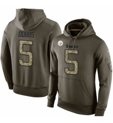 NFL Nike Pittsburgh Steelers 5 Joshua Dobbs Green Salute To Service Mens Pullover Hoodie