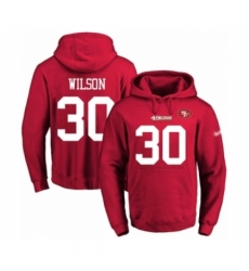 Football Mens San Francisco 49ers 30 Jeff Wilson Red Name Number Pullover Hoodie