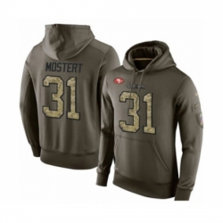 Football Mens San Francisco 49ers 31 Raheem Mostert Green Salute To Service Pullover Hoodie