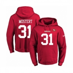 Football Mens San Francisco 49ers 31 Raheem Mostert Red Name Number Pullover Hoodie