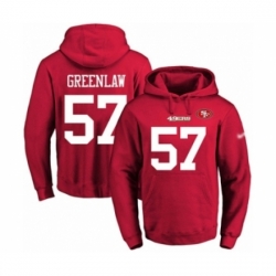 Football Mens San Francisco 49ers 57 Dre Greenlaw Red Name Number Pullover Hoodie