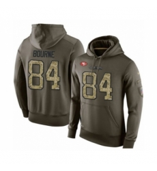 Football Mens San Francisco 49ers 84 Kendrick Bourne Green Salute To Service Pullover Hoodie