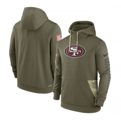 Men San Francisco 49ers 2022 Olive Salute To Service Therma Performance Pullover Hoodie