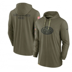 Men San Francisco 49ers 2022 Olive Salute To Service Tonal Pullover Hoodie