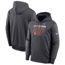 Men San Francisco 49ers Anthracite 2023 NFC Champions Locker Room Trophy Collection Pullover Hoodie