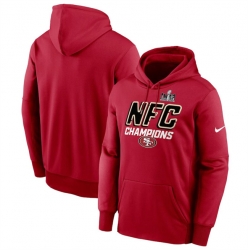 Men San Francisco 49ers Scarlet 2023 NFC Champions Iconic Pullover Hoodie