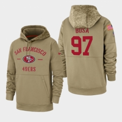 Mens San Francisco 49ers 97 Nick Bosa 2019 Salute to Service Sideline Therma Pullover Hoodie Tan