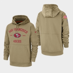 Mens San Francisco 49ers Tan 2019 Salute to Service Sideline Therma Pullover Hoodie