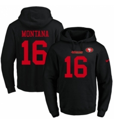 NFL Mens Nike San Francisco 49ers 16 Joe Montana Black Name Number Pullover Hoodie