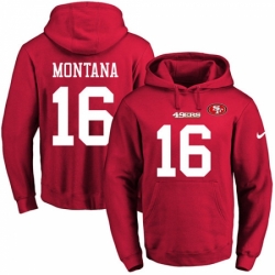 NFL Mens Nike San Francisco 49ers 16 Joe Montana Red Name Number Pullover Hoodie