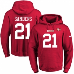 NFL Mens Nike San Francisco 49ers 21 Deion Sanders Red Name Number Pullover Hoodie