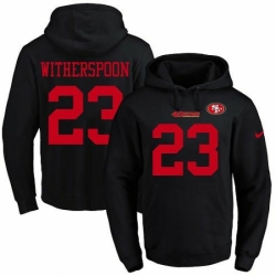 NFL Mens Nike San Francisco 49ers 23 Ahkello Witherspoon Black Name Number Pullover Hoodie