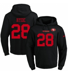 NFL Mens Nike San Francisco 49ers 28 Carlos Hyde Black Name Number Pullover Hoodie