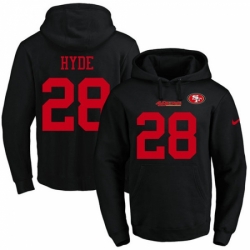 NFL Mens Nike San Francisco 49ers 28 Carlos Hyde Black Name Number Pullover Hoodie