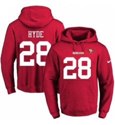 NFL Mens Nike San Francisco 49ers 28 Carlos Hyde Red Name Number Pullover Hoodie
