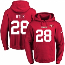NFL Mens Nike San Francisco 49ers 28 Carlos Hyde Red Name Number Pullover Hoodie