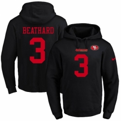 NFL Mens Nike San Francisco 49ers 3 C J Beathard Black Name Number Pullover Hoodie
