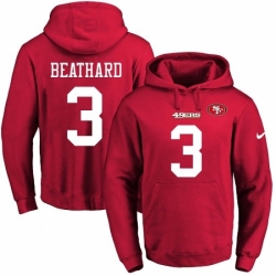 NFL Mens Nike San Francisco 49ers 3 C J Beathard Red Name Number Pullover Hoodie