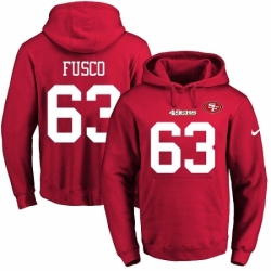 NFL Mens Nike San Francisco 49ers 63 Brandon Fusco Red Name Number Pullover Hoodie