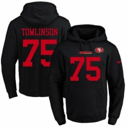 NFL Mens Nike San Francisco 49ers 75 Laken Tomlinson Black Name Number Pullover Hoodie