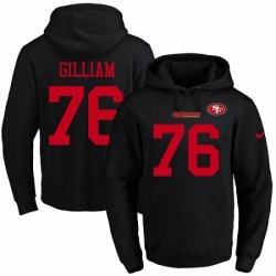 NFL Mens Nike San Francisco 49ers 76 Garry Gilliam Black Name Number Pullover Hoodie