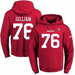 NFL Mens Nike San Francisco 49ers 76 Garry Gilliam Red Name Number Pullover Hoodie