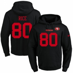 NFL Mens Nike San Francisco 49ers 80 Jerry Rice Black Name Number Pullover Hoodie