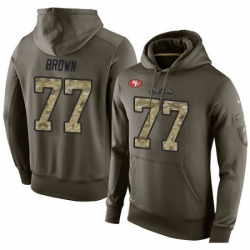 NFL Nike San Francisco 49ers 77 Trent Brown Green Salute To Service Mens Pullover Hoodie