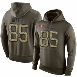 NFL Nike San Francisco 49ers 85 George Kittle Green Salute To Service Mens Pullover Hoodie