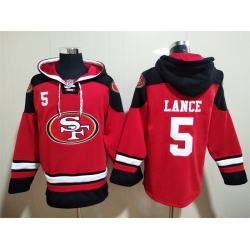 San Francisco 49ers Red Sitched Pullover Hoodie #5 Trey Lance