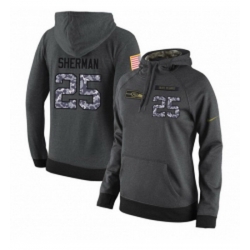 NFL Womens Nike Seattle Seahawks 25 Richard Sherman Stitched Black Anthracite Salute to Service Player Performance Hoodie