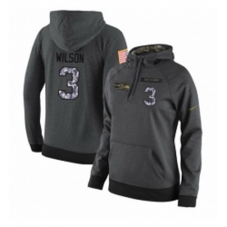 NFL Womens Nike Seattle Seahawks 3 Russell Wilson Stitched Black Anthracite Salute to Service Player Performance Hoodie