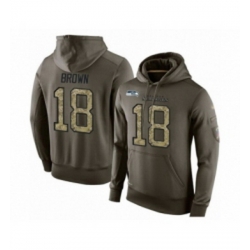 Football Mens Seattle Seahawks 18 Jaron Brown Green Salute To Service Pullover Hoodie