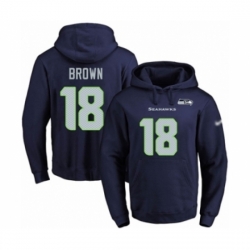 Football Mens Seattle Seahawks 18 Jaron Brown Navy Blue Name Number Pullover Hoodie