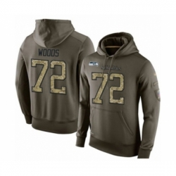 Football Mens Seattle Seahawks 72 Al Woods Green Salute To Service Pullover Hoodie