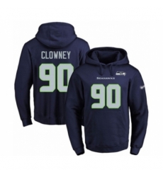 Football Mens Seattle Seahawks 90 Jadeveon Clowney Navy Blue Name Number Pullover Hoodie