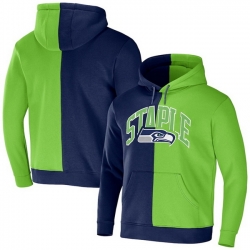 Men Seattle Seahawks Navy Green Split Logo Pullover Hoodie