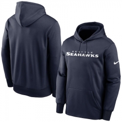 Men Seattle Seahawks Nike Fan Gear Wordmark Performance Pullover Hoodie College Navy