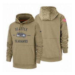 Mens Seattle Seahawks 2019 Salute to Service Tan Sideline Therma Pullover Hoodie