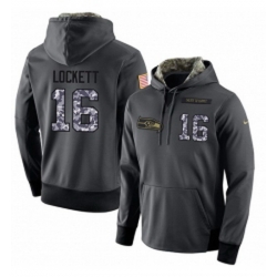 NFL Mens Nike Seattle Seahawks 16 Tyler Lockett Stitched Black Anthracite Salute to Service Player Performance Hoodie
