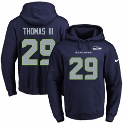 NFL Mens Nike Seattle Seahawks 29 Earl Thomas III Navy Blue Name Number Pullover Hoodie