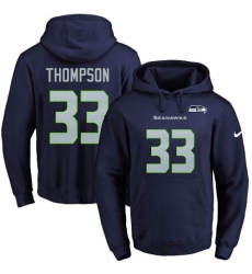 NFL Mens Nike Seattle Seahawks 33 Tedric Thompson Navy Blue Name Number Pullover Hoodie