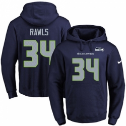 NFL Mens Nike Seattle Seahawks 34 Thomas Rawls Navy Blue Name Number Pullover Hoodie