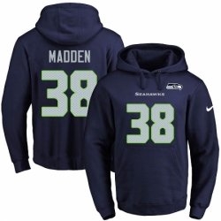 NFL Mens Nike Seattle Seahawks 38 Tre Madden Navy Blue Name Number Pullover Hoodie